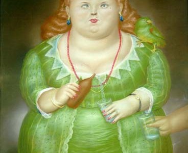 Mujer con pájaro. Fernando Botero.