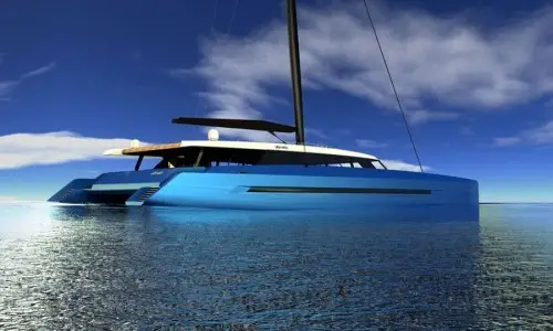 El catamarán de Poseidón surca el océano.