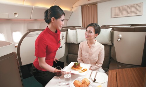Menús de Mandarin Oriental en los vuelos de Cathay Pacific.