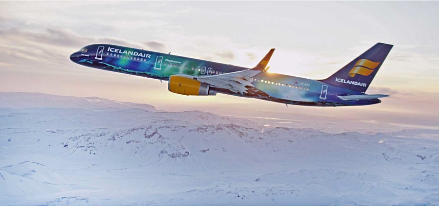 imagen 2 de Icelandair introduce la aurora boreal en un Boeing 757.