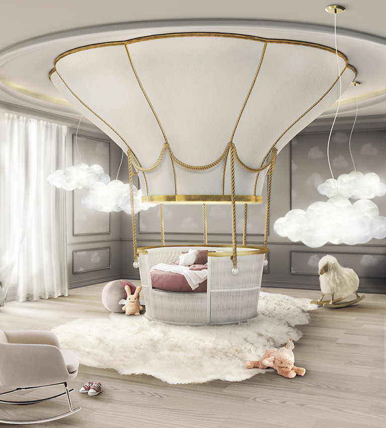 Una cama para soñar volando en globlo.