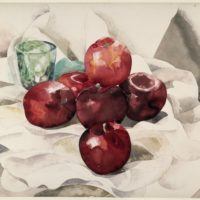Still Life: Apples and Green Glass, 1925. Charles Demuth, American, 1883 1935. Watercolor and graphite on wove paper, 11 13/16 × 13 3/4 inches. The Art Institute of Chicago, Olivia Shaler Swan Memorial Collection. Philadelphia Museum.