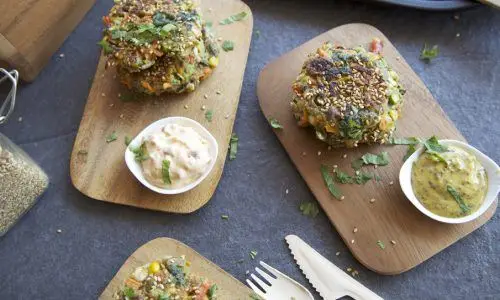 Hamburguesas de vegetales con harina de lentejas.