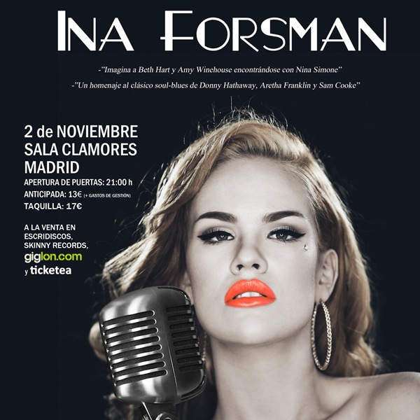 imagen 3 de La cantante finlandesa Ina Forsman, concierto en directo en Madrid.