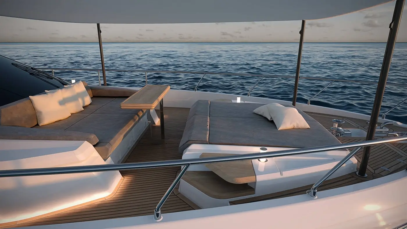 imagen 7 de Ferretti Yachts 720, un yate como una casa de verano sobre el mar.