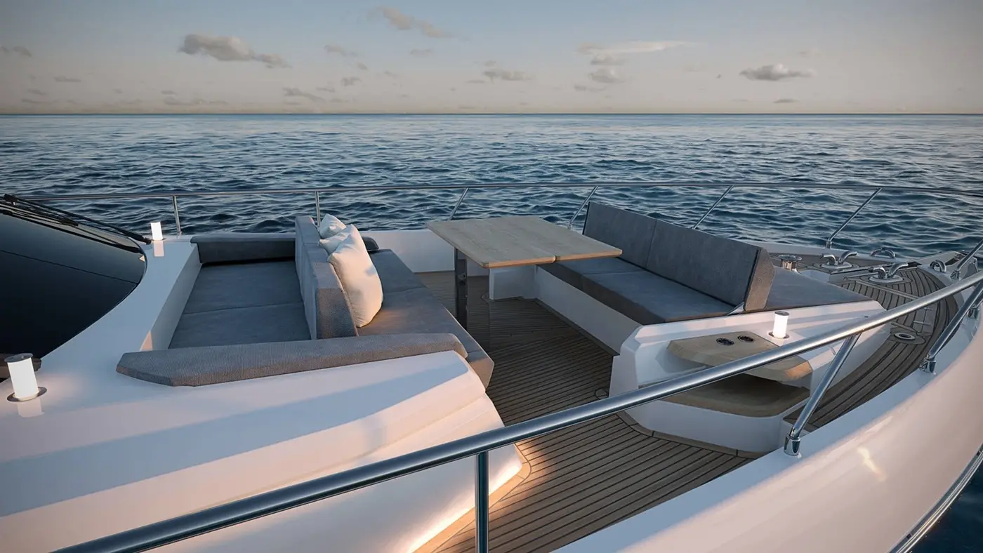 imagen 5 de Ferretti Yachts 720, un yate como una casa de verano sobre el mar.