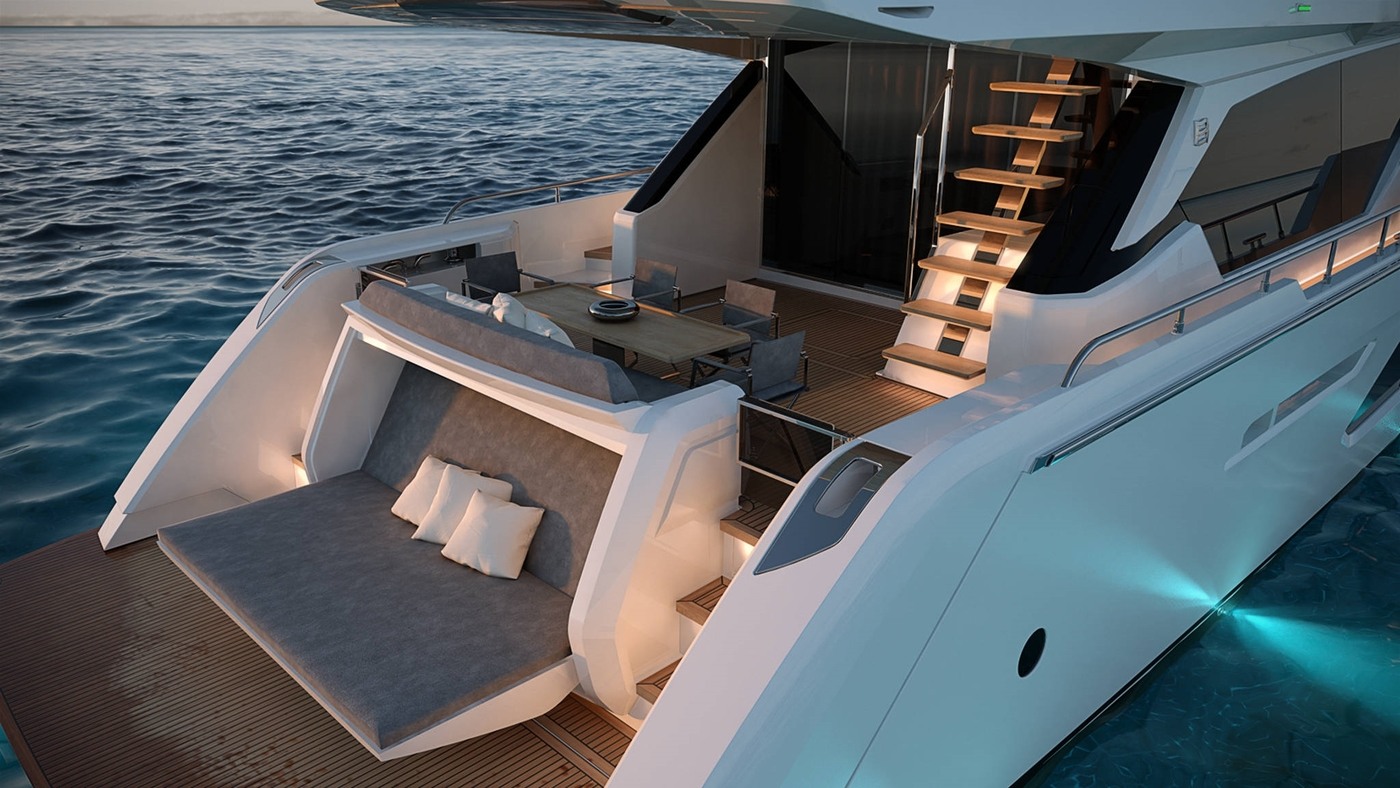 imagen 8 de Ferretti Yachts 720, un yate como una casa de verano sobre el mar.