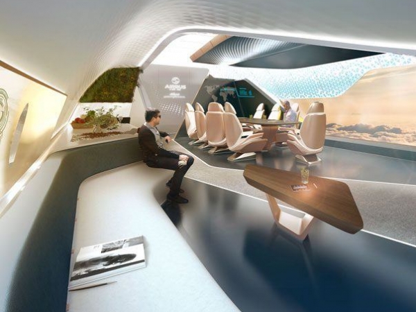 AMAC Aerospace y Pininfarina diseñan una innovadora cabina de avión para Airbus Corporate Jets 350XWB.