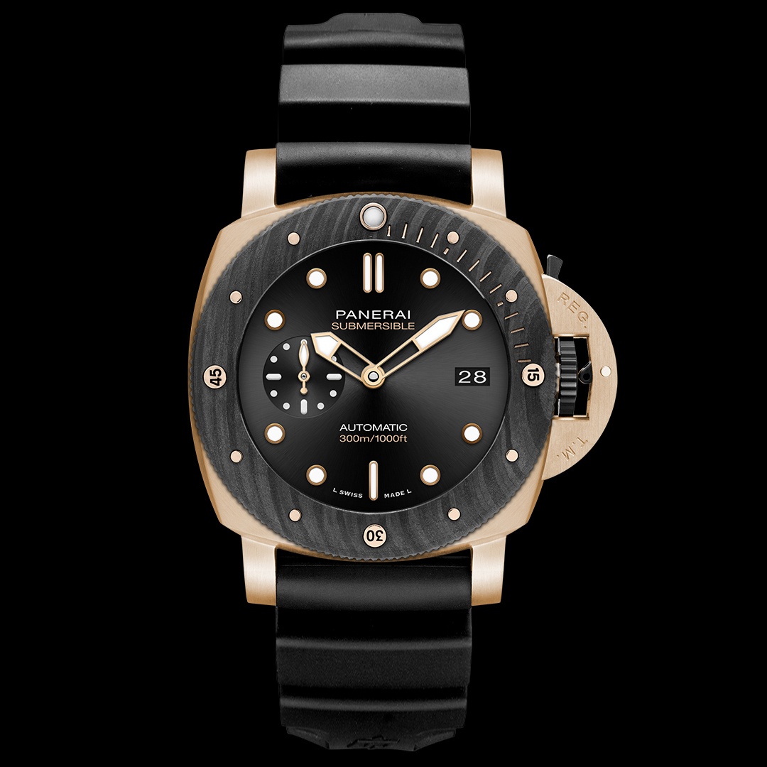 imagen 1 de Panerai Submersible Goldtech Orocarbo, un novedoso reloj de buceo profesional.