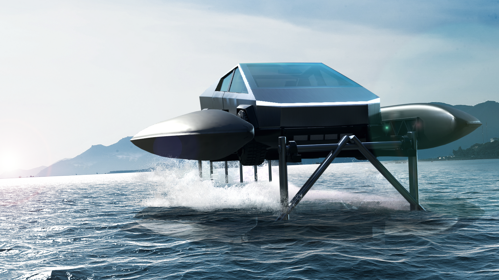 imagen 6 de Cybercat: la saga que abrió en Cybertruck de Tesla salta al agua en su versión catamarán.
