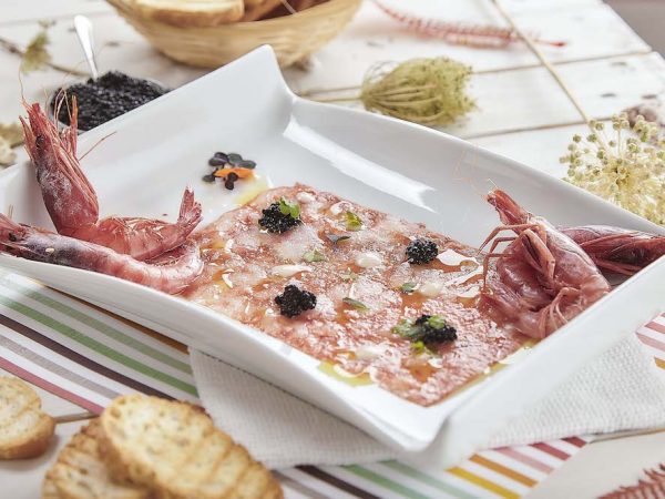 Carpacho de Gamba Roja de Aquí Santoña: ñam ñam.