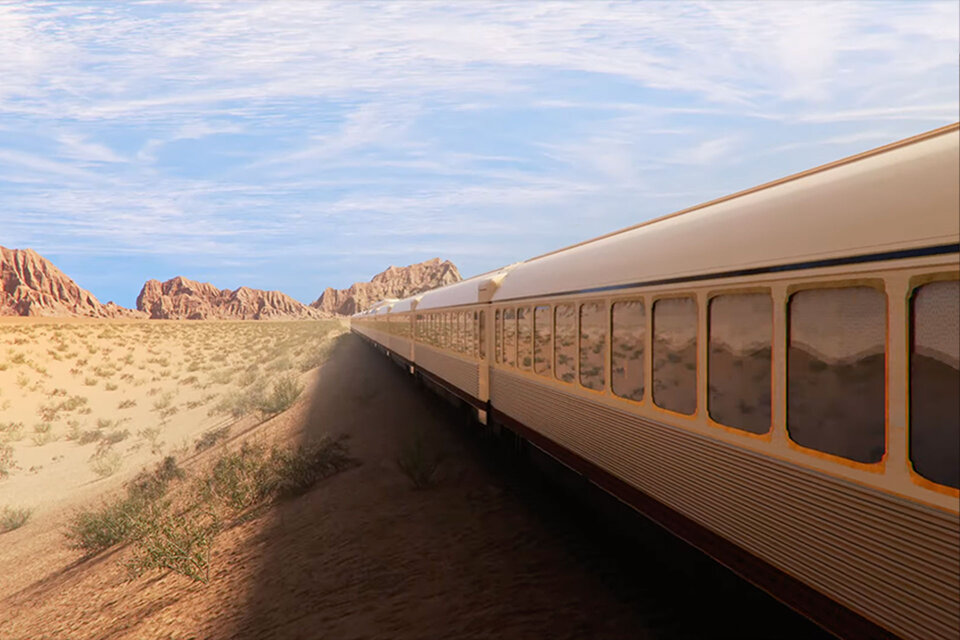 imagen 1 de Sueño del Desierto: en 2025 podremos cruzar el desierto de Arabia en un tren de lujo.